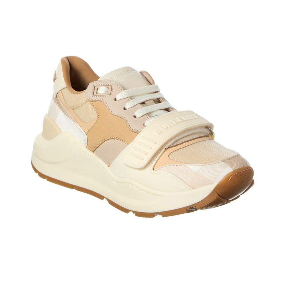 Burberry Check Canvas & Leather Sneaker, Brown